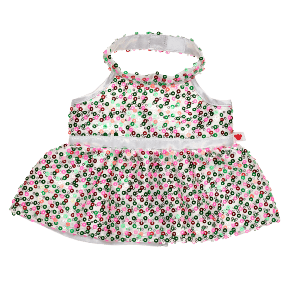 Christmas Pink Green Halter Dress - Build-A-Bear Workshop Australia